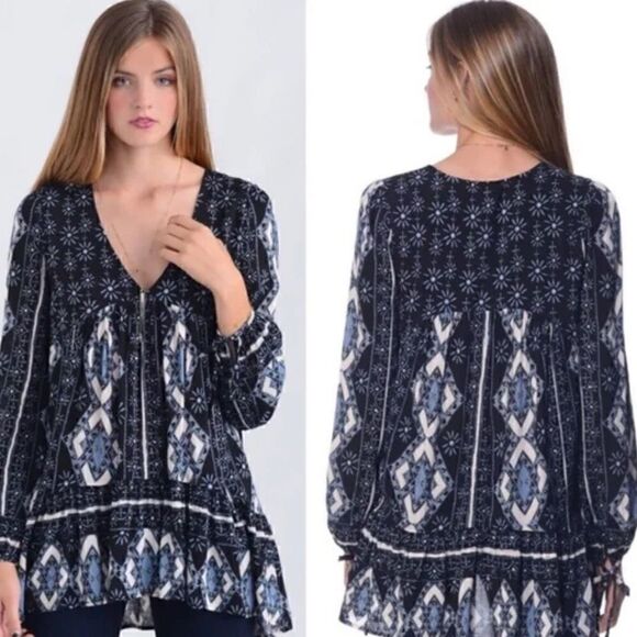 Free People Down by the Bay Tunic Bohemian Top - Picture 3 of 8